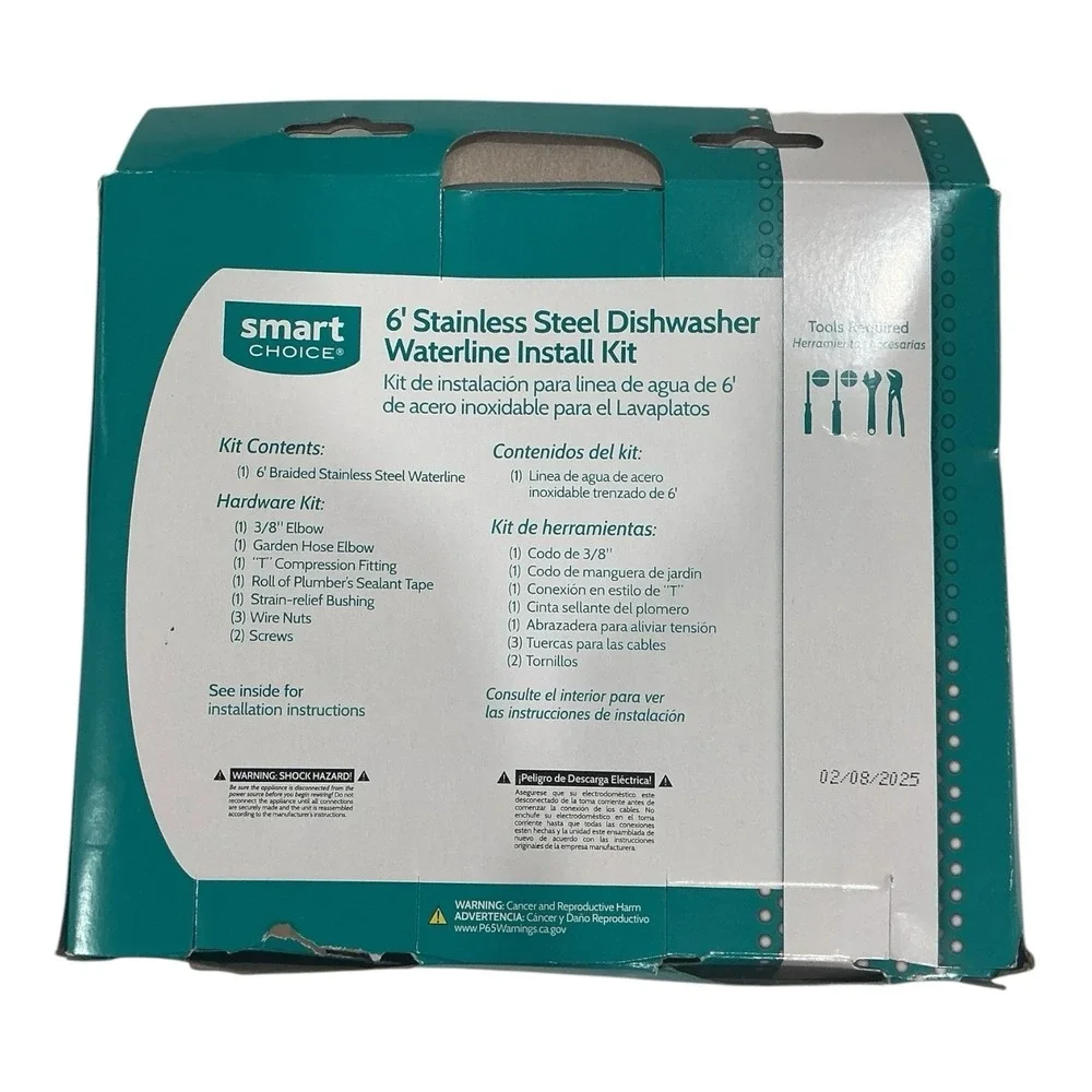 Smart Choice - Dishwasher Waterline Kit 6 ft Stainless Install Kit